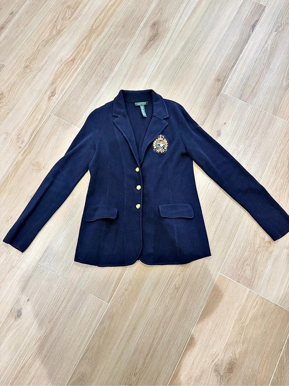 Lauren Ralph Lauren Bullion-Crest Knit Blazer Blue
